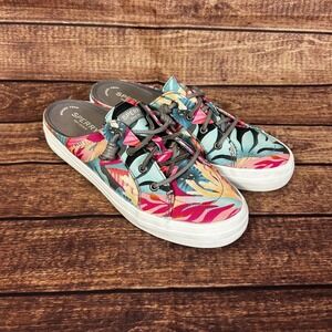 Sperry Top Sider Crest Vibe Mule Tropical Floral Canvas Boat Shoe Womens 9M
